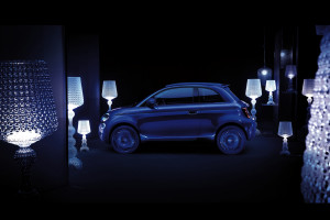 Fiat 500, la prima, Elektro, vollelektro, Neu, New, Sondermodell, Kartell, Blau, Stehend, von aussen, seitlich